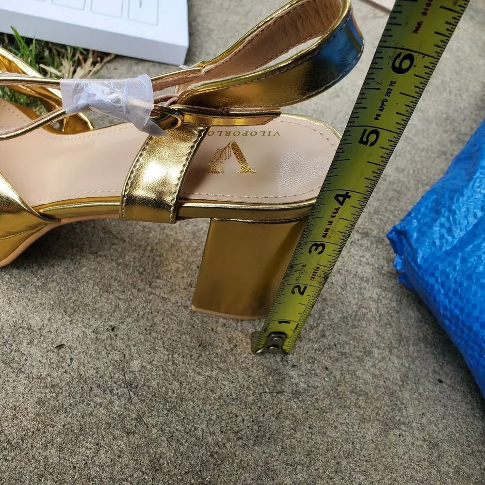 Gold Platform Heels With Bow Women’s Size 9